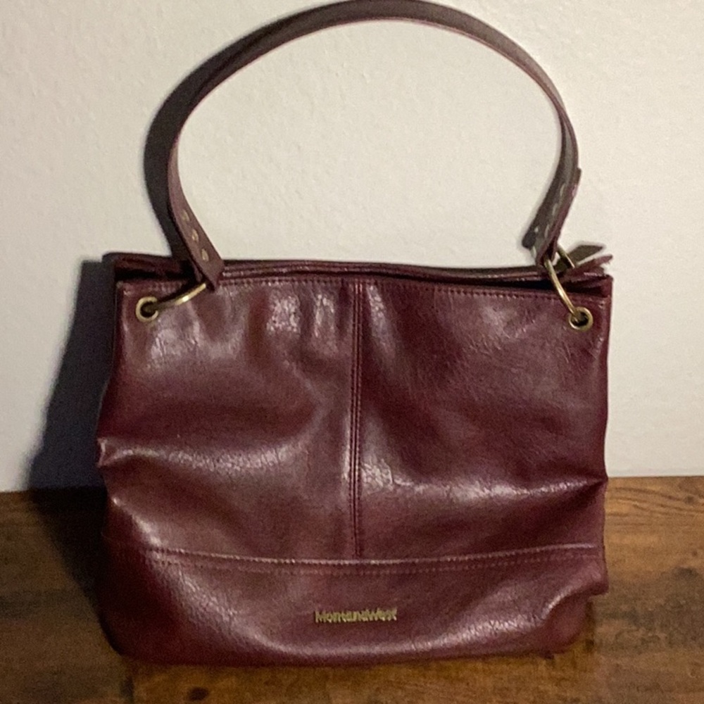 Women's | Montana West Deep Red Leather Shoulder Bag